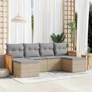 vidaXL Salon de jardin avec coussins 6 pcs beige résine tressée pas cher