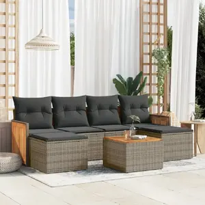 vidaXL Salon de jardin avec coussins 7 pcs gris résine tressée pas cher