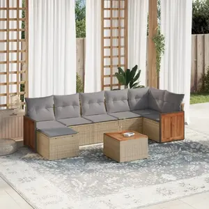 vidaXL Salon de jardin avec coussins 8 pcs beige résine tressée pas cher