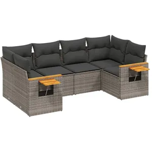 vidaXL Salon de jardin 6 pcs avec coussins gris résine tressée pas cher