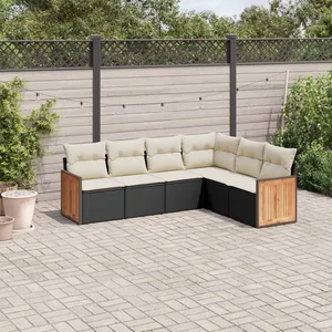 Comparateur de prix : vidaXL Salon de jardin 6 pcs avec coussins noir résine tressée