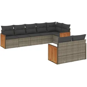 vidaXL Salon de jardin 8 pcs avec coussins gris résine tressée pas cher