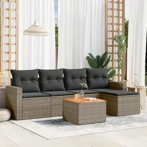 vidaXL Salon de jardin 6 pcs avec coussins gris résine tressée pas cher