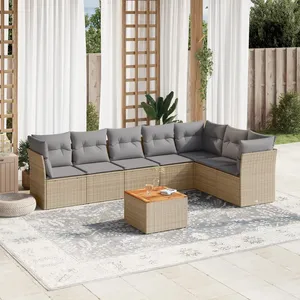 vidaXL Salon de jardin avec coussins 8 pcs beige résine tressée pas cher