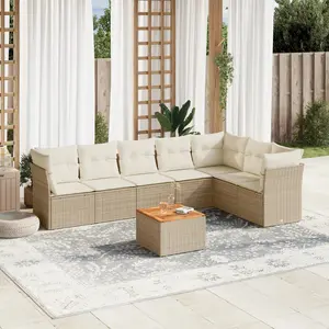 vidaXL Salon de jardin avec coussins 8 pcs beige résine tressée pas cher
