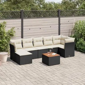 vidaXL Salon de jardin 8 pcs avec coussins noir résine tressée pas cher
