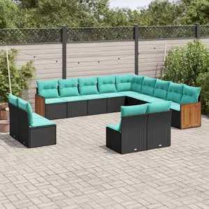 Comparateur de prix : vidaXL Salon de jardin avec coussins 13 pcs noir résine tressée