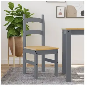 vidaXL Chaises à manger lot de 2 gris 40x46x99 cm bois massif de pin pas cher