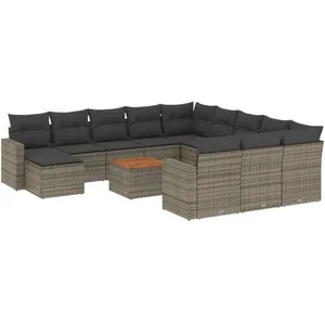 Comparateur de prix : vidaXL Salon de jardin avec coussins 13 pcs gris résine tressée