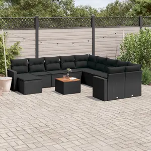 Comparateur de prix : vidaXL Salon de jardin 12 pcs avec coussins noir résine tressée