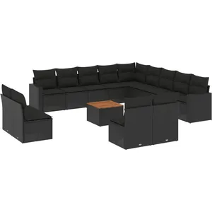 Comparateur de prix : vidaXL Salon de jardin avec coussins 14 pcs noir résine tressée