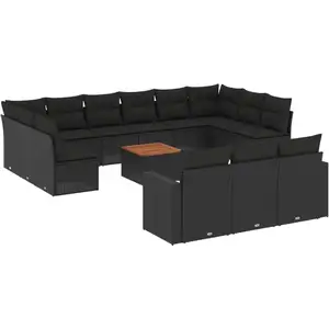 Comparateur de prix : vidaXL Salon de jardin avec coussins 14 pcs noir résine tressée