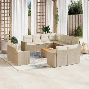Comparateur de prix : vidaXL Salon de jardin avec coussins 12 pcs beige résine tressée