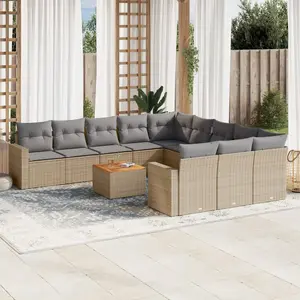 Comparateur de prix : vidaXL Salon de jardin avec coussins 12 pcs beige résine tressée