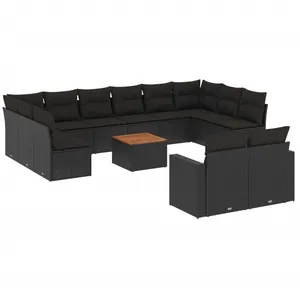 Comparateur de prix : vidaXL Salon de jardin avec coussins 13 pcs noir résine tressée