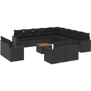 Comparateur de prix : vidaXL Salon de jardin avec coussins 14 pcs noir résine tressée