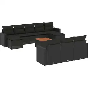 Comparateur de prix : vidaXL Salon de jardin 11 pcs avec coussins noir résine tressée
