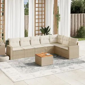 vidaXL Salon de jardin avec coussins 8 pcs beige résine tressée pas cher