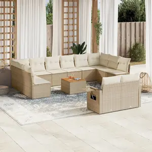 Comparateur de prix : vidaXL Salon de jardin avec coussins 13 pcs beige résine tressée
