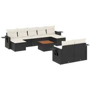 Comparateur de prix : vidaXL Salon de jardin 10 pcs avec coussins noir résine tressée