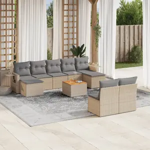 Comparateur de prix : vidaXL Salon de jardin avec coussins 10 pcs beige résine tressée