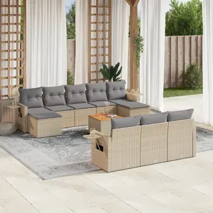 Comparateur de prix : vidaXL Salon de jardin 11 pcs avec coussins beige résine tressée