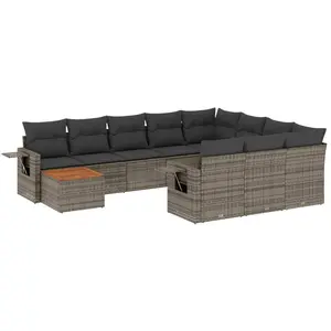 Comparateur de prix : vidaXL Salon de jardin 11 pcs avec coussins gris résine tressée