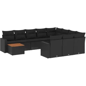 Comparateur de prix : vidaXL Salon de jardin 11 pcs avec coussins noir résine tressée