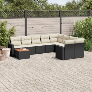 Comparateur de prix : vidaXL Salon de jardin 10 pcs avec coussins noir résine tressée