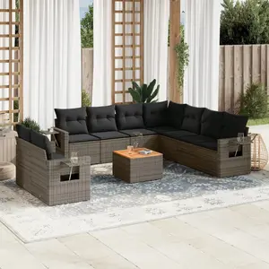Comparateur de prix : vidaXL Salon de jardin avec coussins 10 pcs gris résine tressée