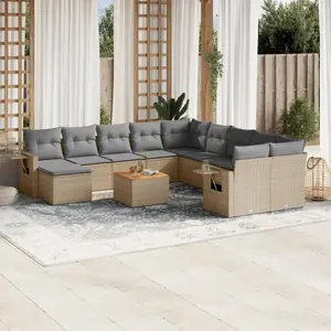 Comparateur de prix : vidaXL Salon de jardin avec coussins 12 pcs beige résine tressée
