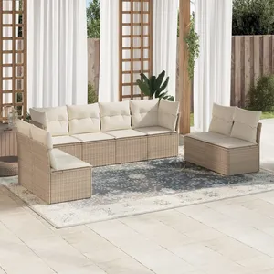 vidaXL Salon de jardin avec coussins 8 pcs beige résine tressée pas cher