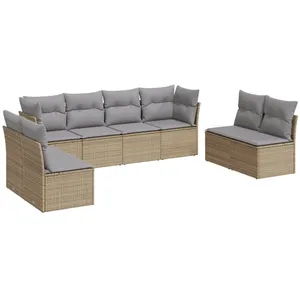 vidaXL Salon de jardin avec coussins 8 pcs beige résine tressée pas cher