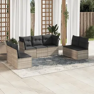 vidaXL Salon de jardin avec coussins 7 pcs gris clair résine tressée pas cher