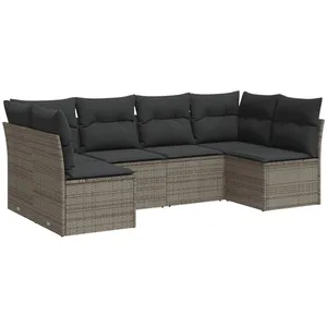 vidaXL Salon de jardin 6 pcs avec coussins gris résine tressée pas cher
