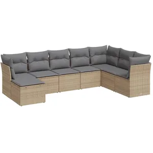 vidaXL Salon de jardin avec coussins 8 pcs beige résine tressée pas cher