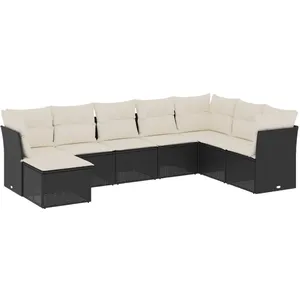 vidaXL Salon de jardin 8 pcs avec coussins noir résine tressée pas cher