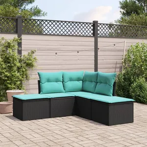 Comparateur de prix : vidaXL Salon de jardin 5 pcs avec coussins noir résine tressée