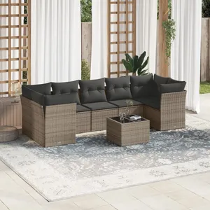 vidaXL Salon de jardin 8 pcs avec coussins gris résine tressée pas cher
