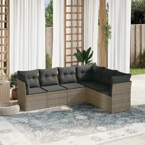 vidaXL Salon de jardin 6 pcs avec coussins gris résine tressée pas cher