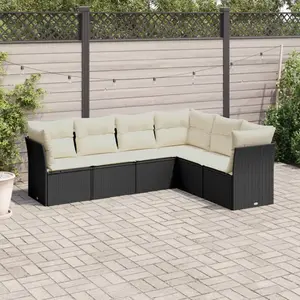 vidaXL Salon de jardin 6 pcs avec coussins noir résine tressée pas cher