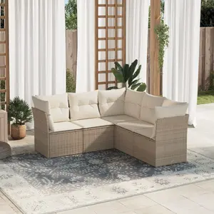 vidaXL Salon de jardin avec coussins 5 pcs beige résine tressée pas cher