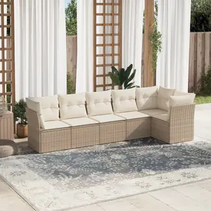 vidaXL Salon de jardin avec coussins 6 pcs beige résine tressée pas cher