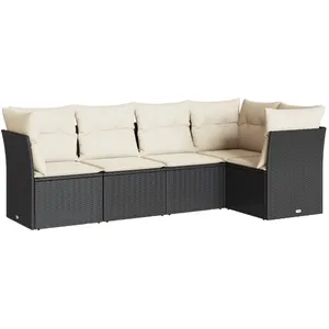 vidaXL Salon de jardin 5 pcs avec coussins noir résine tressée pas cher