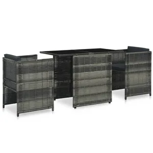 vidaXL Salon de jardin 5 pcs avec coussins noir résine tressée pas cher