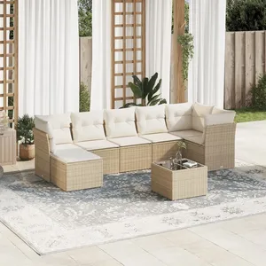 vidaXL Salon de jardin avec coussins 8 pcs beige résine tressée pas cher