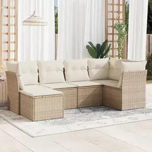 vidaXL Salon de jardin avec coussins 6 pcs beige résine tressée pas cher