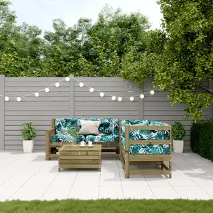 vidaXL Salon de jardin 5 pcs avec coussins bois de pin imprégné pas cher