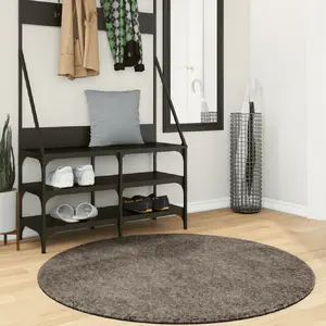 vidaXL Tapis ISTAN à poils longs aspect brillant gris Ø 120 cm pas cher