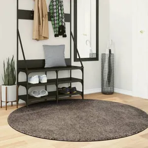 vidaXL Tapis ISTAN à poils longs aspect brillant gris Ø 160 cm pas cher